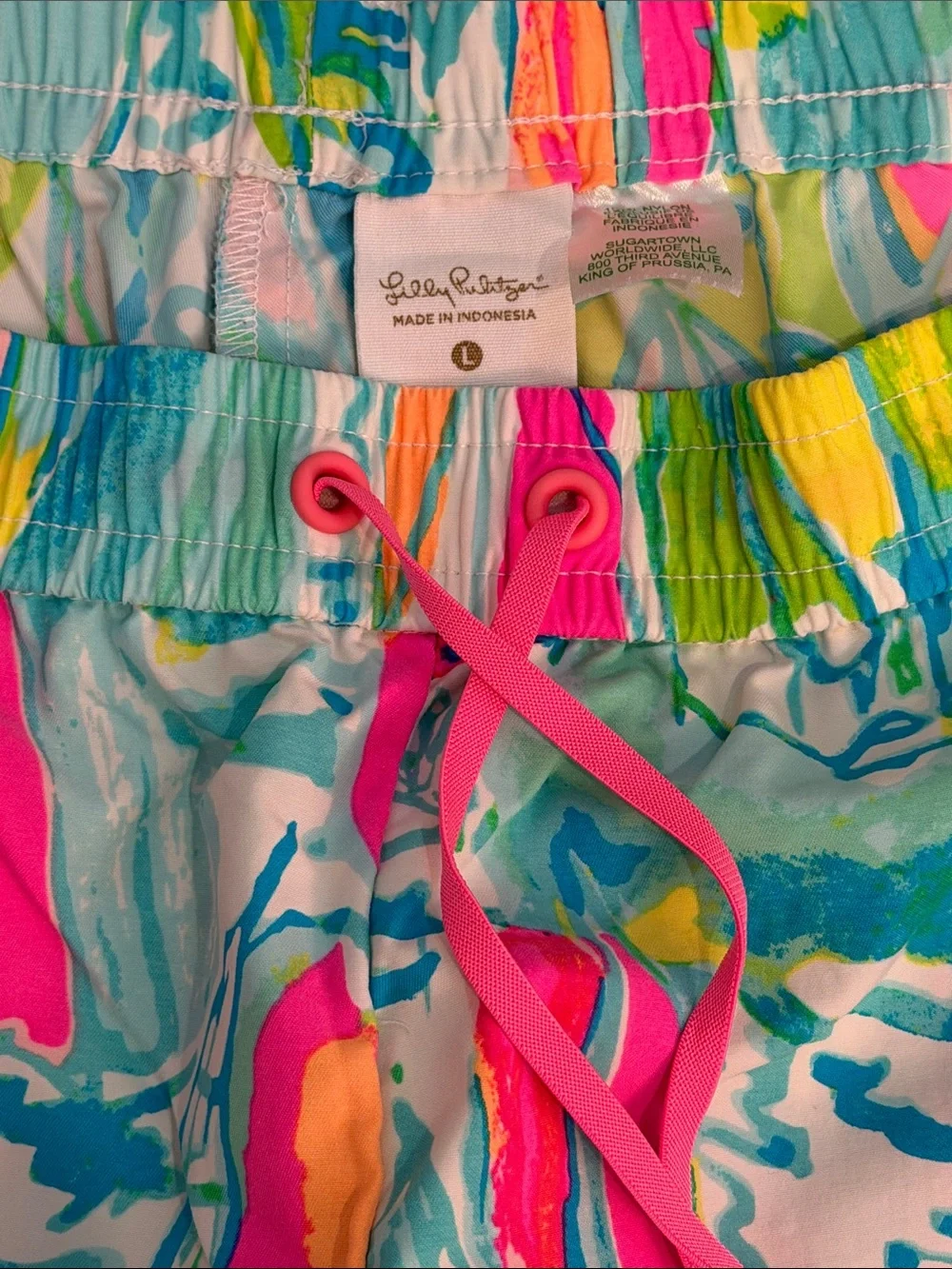 Lilly Pulitzer Multicolor Surfboard Print Athletic Shorts - Aqua, Pink, Yellow